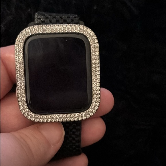 Apple Black Smartwatch with Glittering Silver Frame